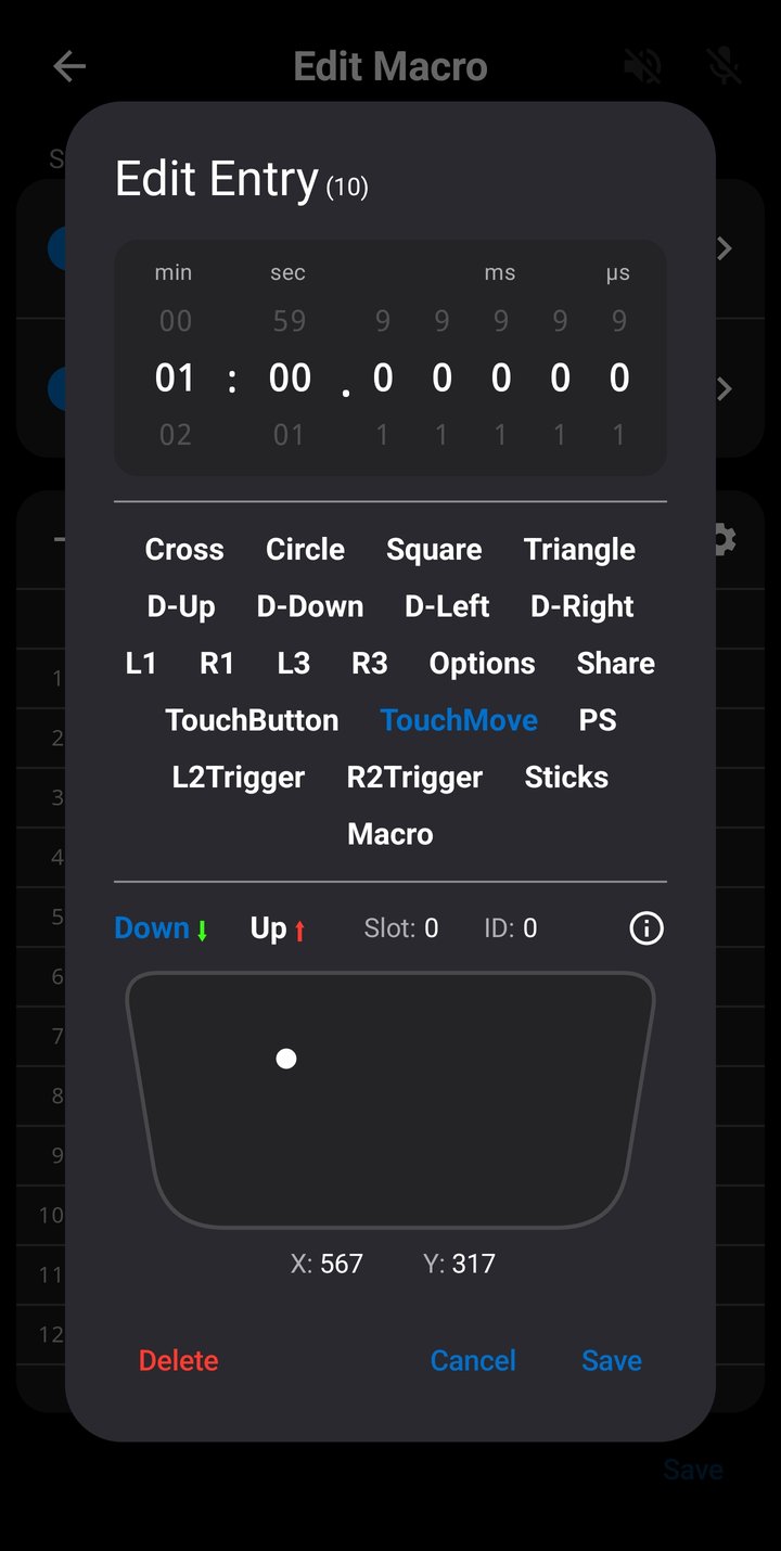 Entry Editor dialog - touchpad