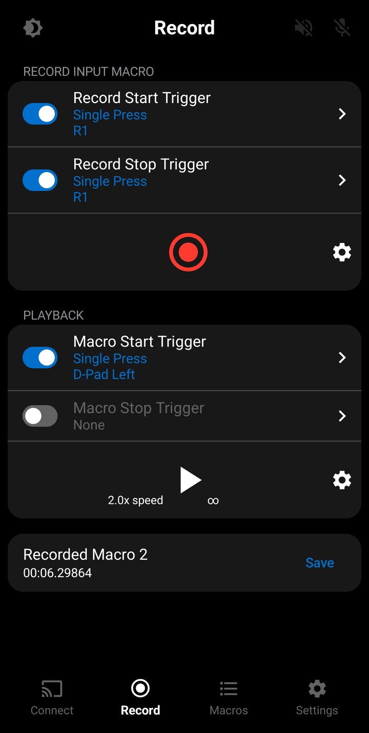 Record Screen with a recorded macro ready to save